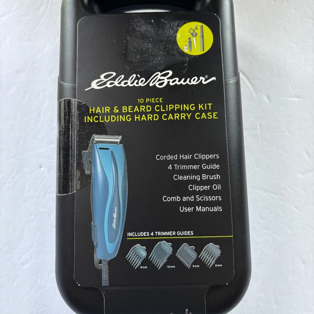 NEW Eddie Bauer 10 Piece Hair & Beard Clipping Kit with Hard Carry Case